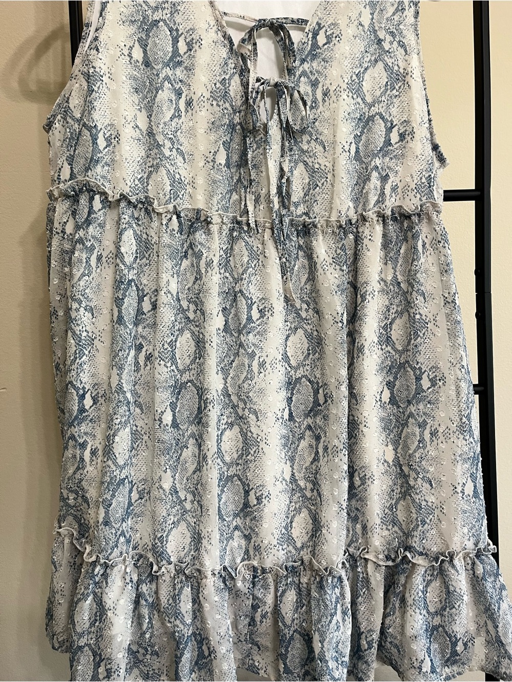 Altar'd State Snakeskin Animal Print Ruffle Tiered Dress Large L Feminine Pastel - Picture 6 of 10